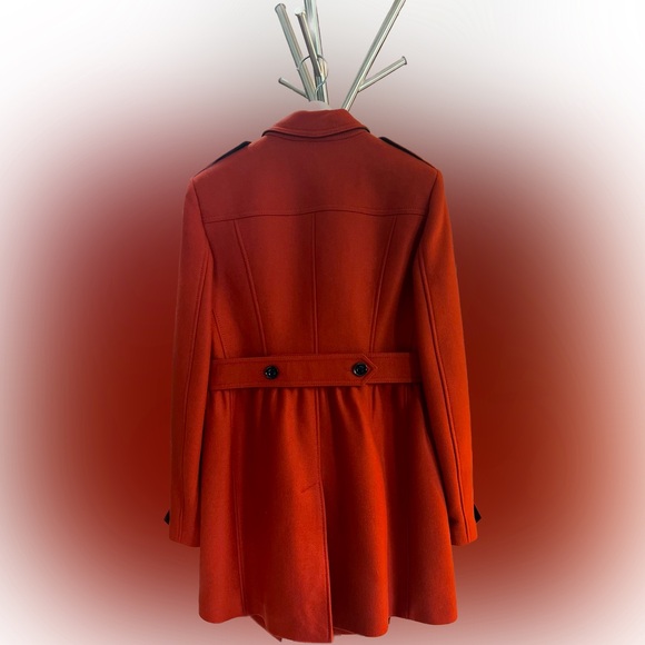 Brand new AUTHENTIC BURBERRY virgin wool and cashmere blend red-orange coat US8 - Picture 2 of 10